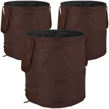 Relaxdays Laubsack 3er Set 85 l selbstaufstellend 47 x 46 cm braun