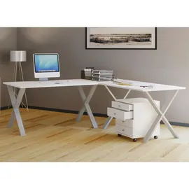 VCM Holz Schreibtisch Eckschreibtisch schlicht 190x190 Form links oder rechts Arbeitstisch Platte 50 cm tief Computertisch Büromöbel ona X L