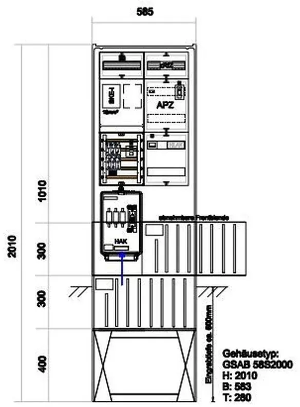 GSAB Elektrotechnik Zähleranschlußsäule Z#02.00.1P11ezAPZRfZ
