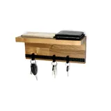 Schlüsselbrett Play 203 Holz | Schlüsselboard mit Ablage für die ganze Familie | Schlüsselleiste Nussbaum mit 6 Schlüsselanhängern zum selbst beschriften | inkl. Schrauben und Dübel | schwarz