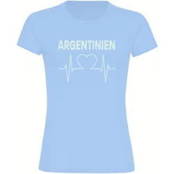 multifanshop Damen T-Shirt - Argentinien - Herzschlag - Druck weiß - Frauen