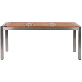 Beliani Gartenmöbel Set Eukalyptusholz 180 cm 6 Stühle Beige GROSSETO