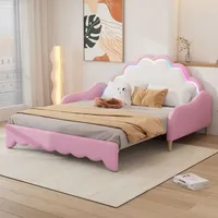 Okwish - Schlafsofa 140200cm, umbaubar zur Schlaffläche, Kopfteil mit Lauflicht, mit Fernbedienung, rosa