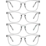 Eyglajdd 4er-Pack Blaulichtfilter Lesebrillen für Damen und Herren mit Federscharnieren Computerbrillen und Lesehilfen Grau +1,00
