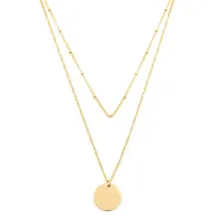 Hey Happiness Collier Kette Layered Kreis Anhänger Gold / Edelstahl