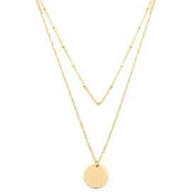 Hey Happiness Collier Kette Layered Kreis Anhänger Gold / Edelstahl