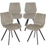 TRISENS Esszimmerstühle Küchenstuhl Polsterstuhl Design Stuhl mit Rückenlehne, mit Sitzfläche aus Samt, Gestell aus Metall, Farbe:Taupe, Menge:4 St.