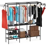 MARK ADLER Keeper 5.0 | XXL Groß Garderobenständer Kleiderständer Kleiderschrank Kleiderbügel Hängeregal | Wasserdichte 8 Ablagen Schuhregale | Multifunktional | Stahl Stabil | 36x162x177cm | Schwarz