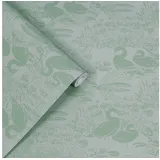 Laura Ashley Vliestapete Swans Jade Green Grün FSC®