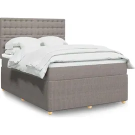 vidaXL Boxspringbett mit Matratze Taupe 140x200 cm Stoff