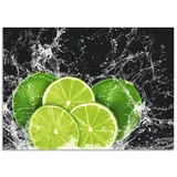 ARTland Küchenrückwand ARTLAND "Limone mit Spritzwasser", grün, B:70cm H:50cm, Aluminium, Spritzschutzwände, Alu Spritzschutz mit Klebeband, einfache Montage