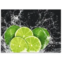 ARTland Küchenrückwand ARTLAND "Limone mit Spritzwasser", grün, B:70cm H:50cm, Aluminium, Spritzschutzwände, Alu Spritzschutz mit Klebeband, einfache Montage