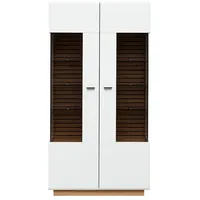 Lomadox Vitrine FALLON-55 Vitrinenschrank, weiß mit Eiche, 98cm breit