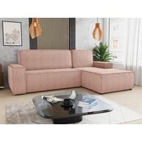 Sofnet Ecksofa Totti L, mit Schlaffunktion und Bettkasten, L-Form Couch, Cord Stoff, Schlafsofa mit Wellenfeder rosa