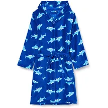 Playshoes Fleece-Bademantel Hai, Blau, 122/128