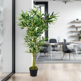 Spetebo Deko Pflanze 115cm - Modell: Bambus - Grün