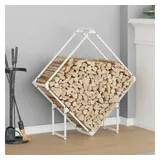 vidaXL Kaminholzregal Kaltgewalzter Stahl 100 x 25 x 100 cm Weiß