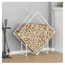 vidaXL Kaminholzregal Kaltgewalzter Stahl 100 x 25 x 100 cm Weiß