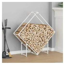vidaXL Kaminholzregal Kaltgewalzter Stahl 100 x 25 x 100 cm Weiß