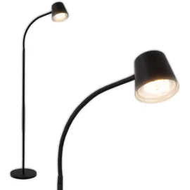 Briloner - LED Stehlampe kabellos mit Touch, stufenlos dimmbar, Akku & Lichtquelle tauschbar, Akku Stehleuchte, Leselampe, Wohnzimmerlampe, Deckenfluter, Standleuchte, 126,5 cm hoch, Schwarz