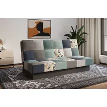 moeblo Schlafsofa CYPRUS Patchwork, – Sofa Kippsofa Klappsofa Click-Clack Couch für Wohnzimmer Federkern Sofagarnitur Polstersofa, mit Bettkasten und Schlaffunktion (BxHxT): 192x85x92 cm blau|grau
