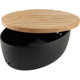 Continenta Brottopf mit Holzdeckel oval 36 cm matt schwarz