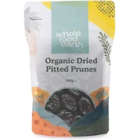 Wholefood Earth Bio-Trockenpflaumen ohne Kern 500g – Ballaststoffreich, naturbelassen, vegan, ohne Zusätze – Perfekter Snack & Ideal zum Backen