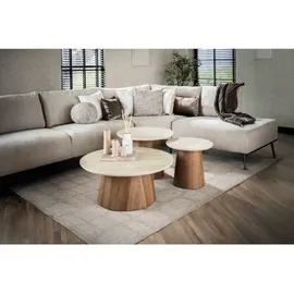 KAWOLA Couchtisch PRETO Set 3-tlg. Keramik weiß