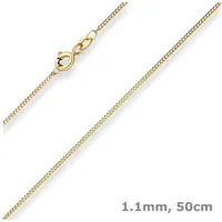Schmuck Krone Goldkette 1,1mm Panzerkette aus 585 Gelbgold 50cm, Gold 585 goldfarben
