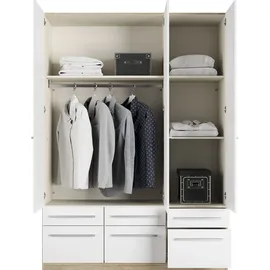 Priess Kleiderschrank PRIESS "Schrank Garderobe Wäscheschrank Barcelona in 5 Breiten", weiß (struktureichefarben hell, weiß), B:140cm H:193cm T:54cm, Holzwerkstoff, Schränke, Kleiderschrank, viel Stauraum, geräumige Schubkästen, mit Spiegel, MADE IN GERMANY
