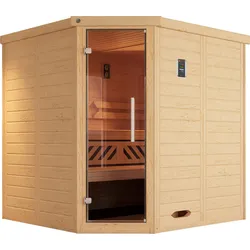 Sauna WEKA "Kemi", beige (natur), Saunaofen, externe Steuerung, 7,5 kW, Saunen, 7,5 kW-Ofen mit digitaler Steuerung