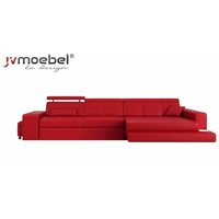 JVmoebel Ecksofa, Möbel Ecksofa Leder Sofa Couch Polster Eck Sitz Wohnlandschaft L-Form rot