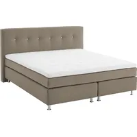Westfalia Schlafkomfort Boxspringbett, beige (schwarz, beige), B:195cm L:210cm, Bezug