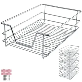 Tectake tectake® Teleskopschublade, verchromt, verstellbare Breite, einfache Montage