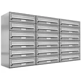 AL Briefkastensysteme 18 Fächer Premium Edelstahl Briefkasten Anlage für Post A4, modern, robust und wetterfest, Artikelnummer: 132T18EA3