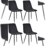CLP 4er Set Esszimmerstühle Telde Stoff schwarz