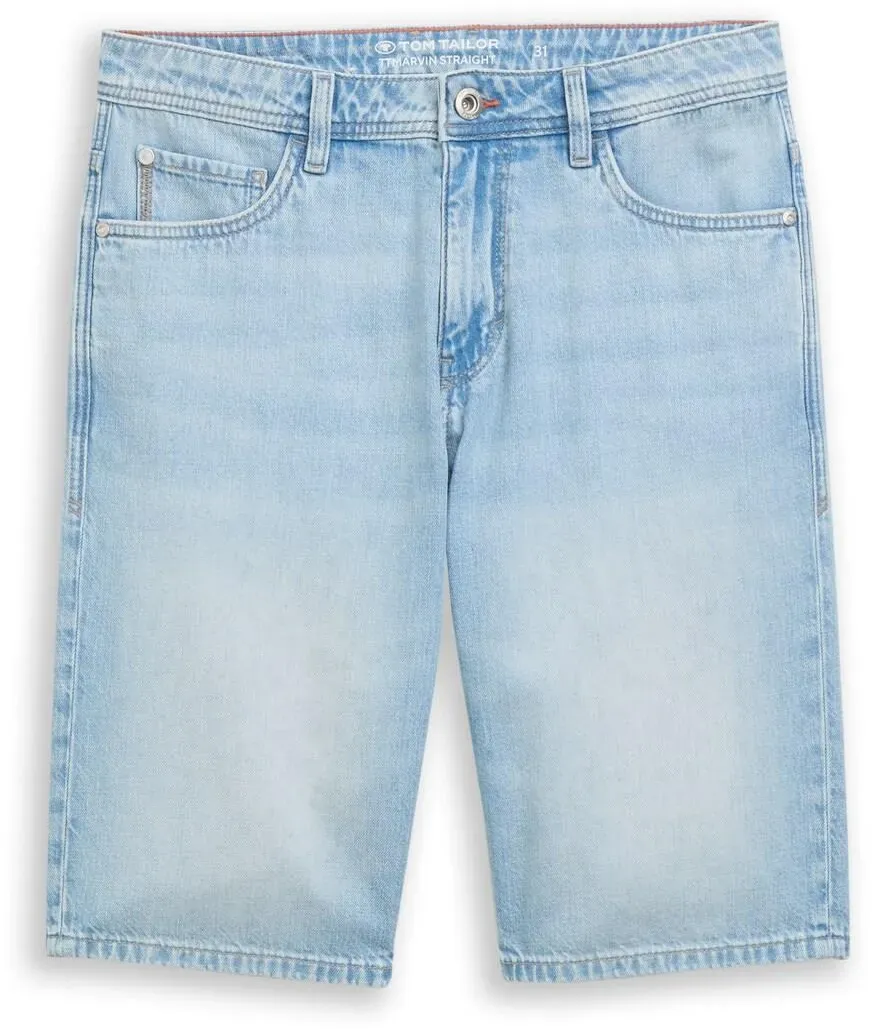 TOM TAILOR Herren TTMARVIN STRAIGHT Ultralight Jeans Shorts, blau, Uni, Gr. 30