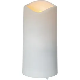 MARELIDA LED Mini Kerze für Innen und Außen H: 10cm D: 5cm Timer Sensor bis 750h weiß