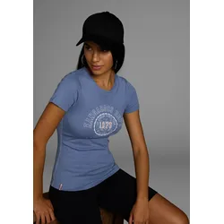 T-Shirt, mit sportlichem Druck, Gr. 36/38, blau, , 33576338-36