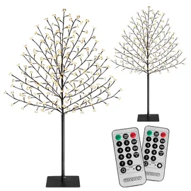 monzana MONZANA® Kirschblütenbaum 2er Set 220 cm 220 LED Warmweiß Außen Innen Künstlich Groß Deko Weihnachten Weihnachtsdeko Kirschbaum Leuchtbaum Lichterbaum