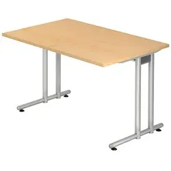 HAMMERBACHER Prokura Schreibtisch ahorn rechteckig, C-Fuß-Gestell silber 120,0 x 80,0 cm