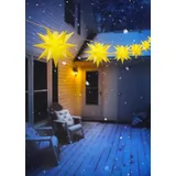 IC Winterworld LED-Lichterkette Weihnachtsdeko aussen, 10-flammig, Sterne mit 19 Spitzen, ca. 12 cm groß gelb