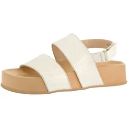 Riemchensandale PAUL GREEN "Paul Green Sandalen Leder", Damen, Gr. 38, gold (metallic gold), Leder, casual, Schuhe