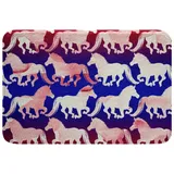 Pferd rutschfeste Badematte Bauernhof Tier Absorbierender Badezimmerteppich Abstrakte Psychedelisch Pferd Jane Shadow Fleece Fußmatte Für Schlafzimmer Pferdebereich Teppich Rot Blau Weiß 16 "X 24"