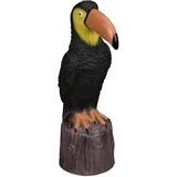 Relaxdays Gartenfigur Vogel, HBT: 35 x 10 x 19 cm, zum Hinstellen, Kunststoff, wetterfeste Gartendeko, schwarz/braun