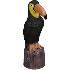 Relaxdays Gartenfigur Vogel, HBT: 35 x 10 x 19 cm, zum Hinstellen, Kunststoff, wetterfeste Gartendeko, schwarz/braun