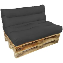 NYVI Palettenkissen Set SunLounge Euro Paletten Sitzkissen & Rückenlehne 120x80 cm Anthrazit - Wasserabweisende Palettenauflage