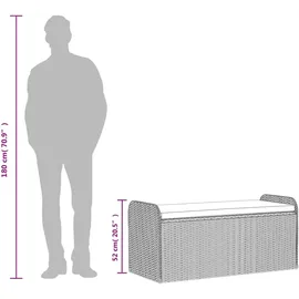 vidaXL Sitzbank mit Stauraum & Kissen Braun 115x51x52 cm Poly Rattan