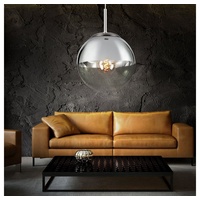 ETC Shop Design Pendel Decken Lampe Kugel Wohn Ess Zimmer Glas Hänge Leuchte silber