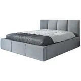 mebloland Polsterbett ORINO -OM 140 x 200 mit Bettkasten. Farbe: Grau - Grau